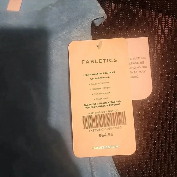FABLETICS TERRY BUILT-IN BRA TANK SIZE L BLUE - Picture 6 of 6